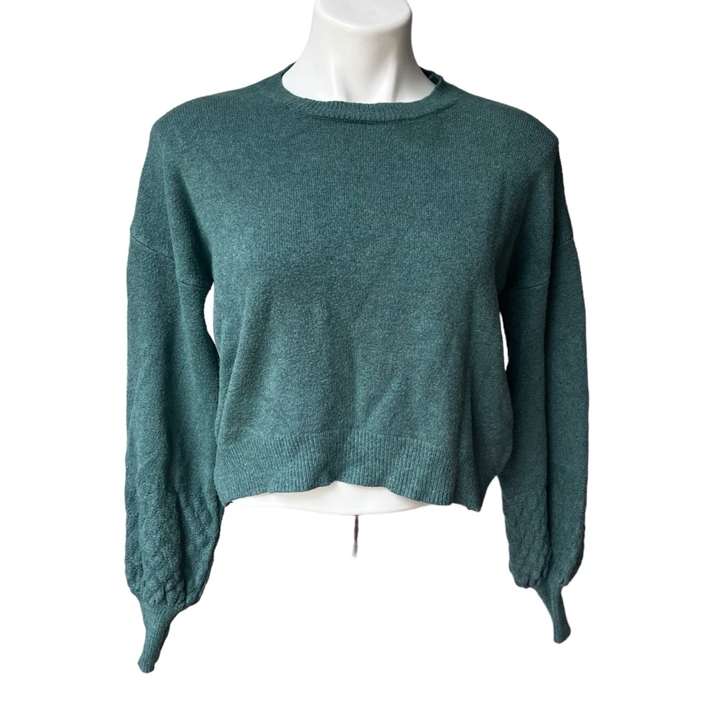 Dreamers by Debut Crewneck Cropped Green Sweater, Sz XS - Picture 5 of 14